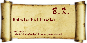 Babala Kalliszta névjegykártya